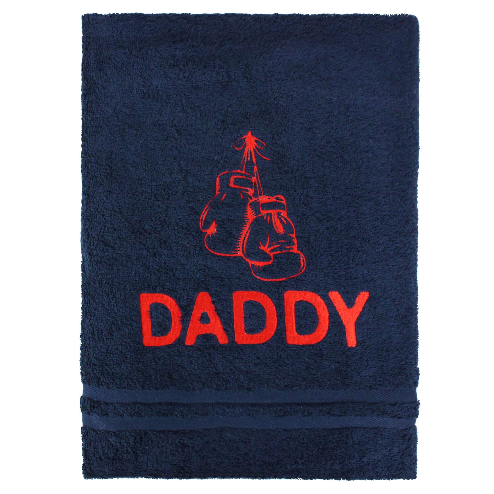 Teddyts Navy Blue Personalised Cotton Embroidered Boxing Gloves Hand Towel, 80X50cm