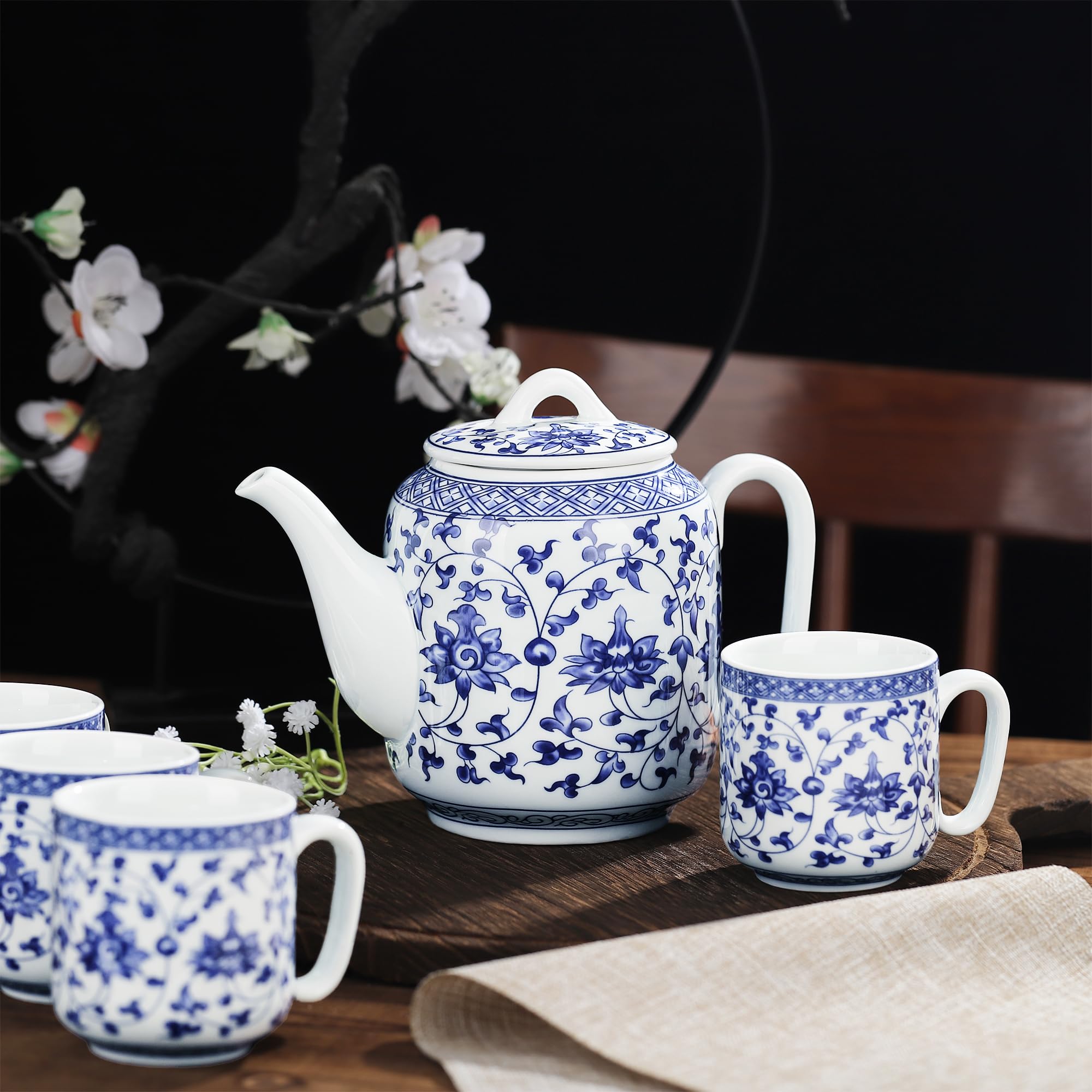 Service à Thé 2 Personnes Studio Nova Porcelaine Blanche Liseré Orange
