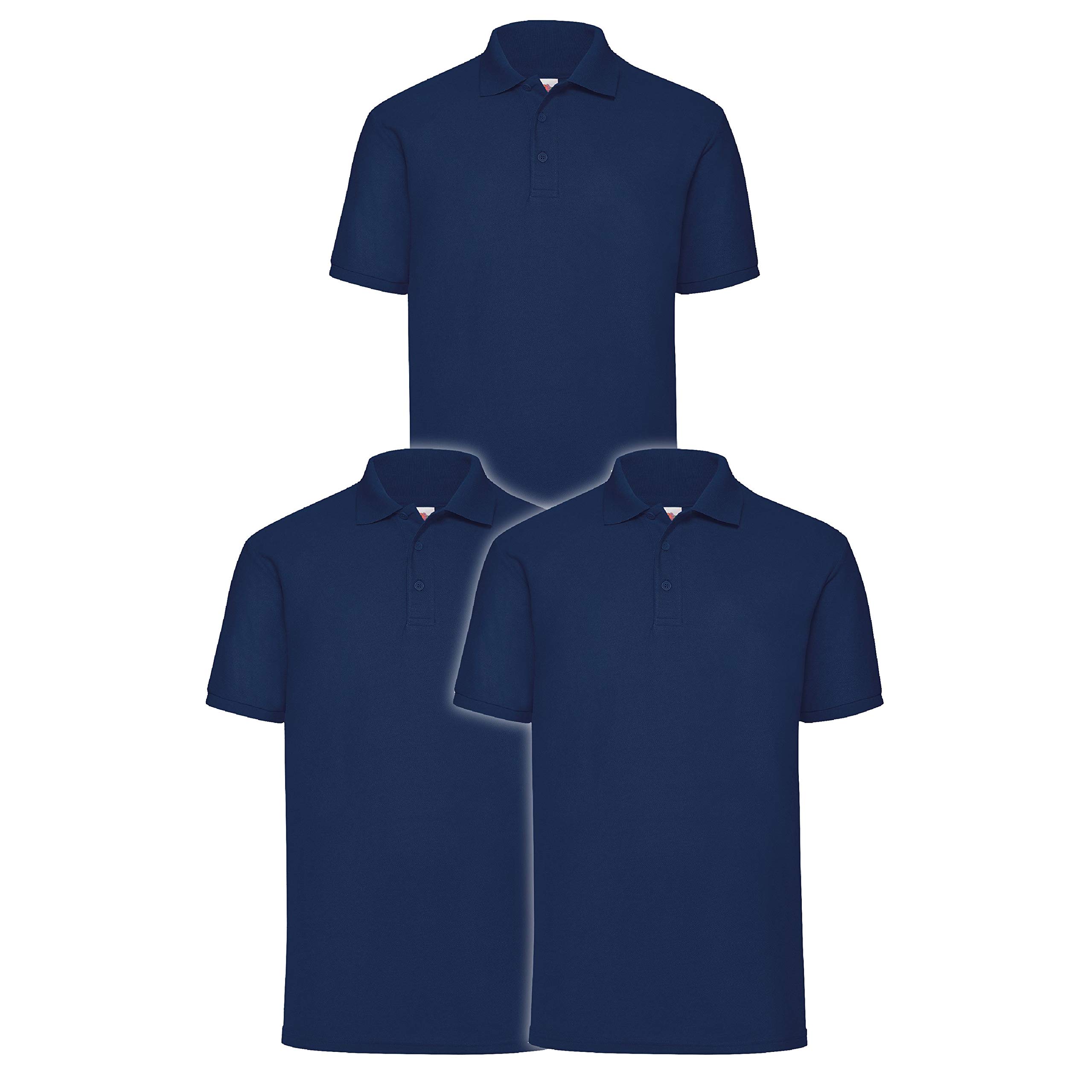 Fruit of the Loom Men’s Polo Shirt, Pack of 3 - Blue - XX-Large