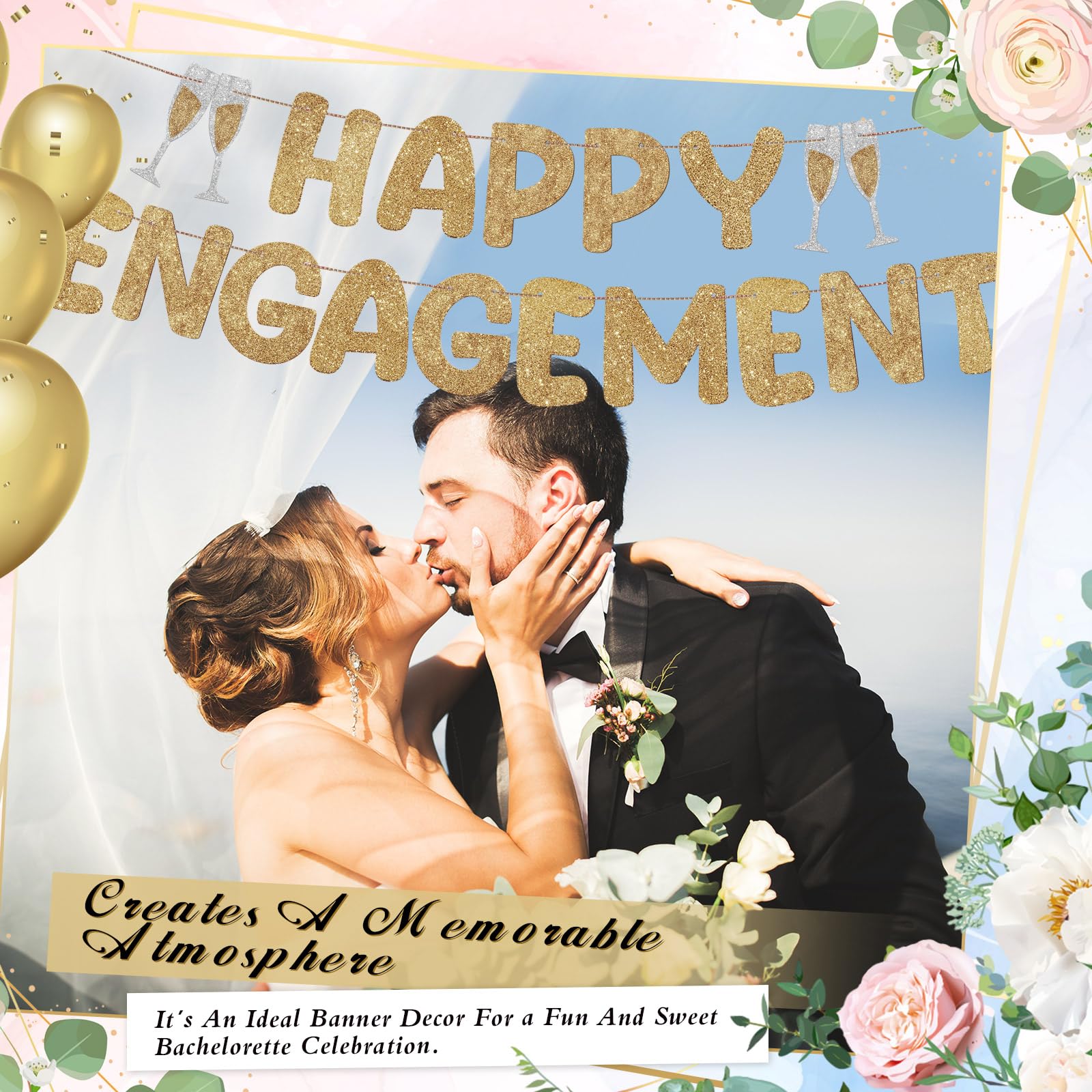 Cartel Let's Celebrate Con Purpurina Dorada, Pancartas De Compromiso De Cumpleaños, Bodas, Baby Shower, Decoración De Fiesta, Celebración, Fiesta, Purpurina Dorada