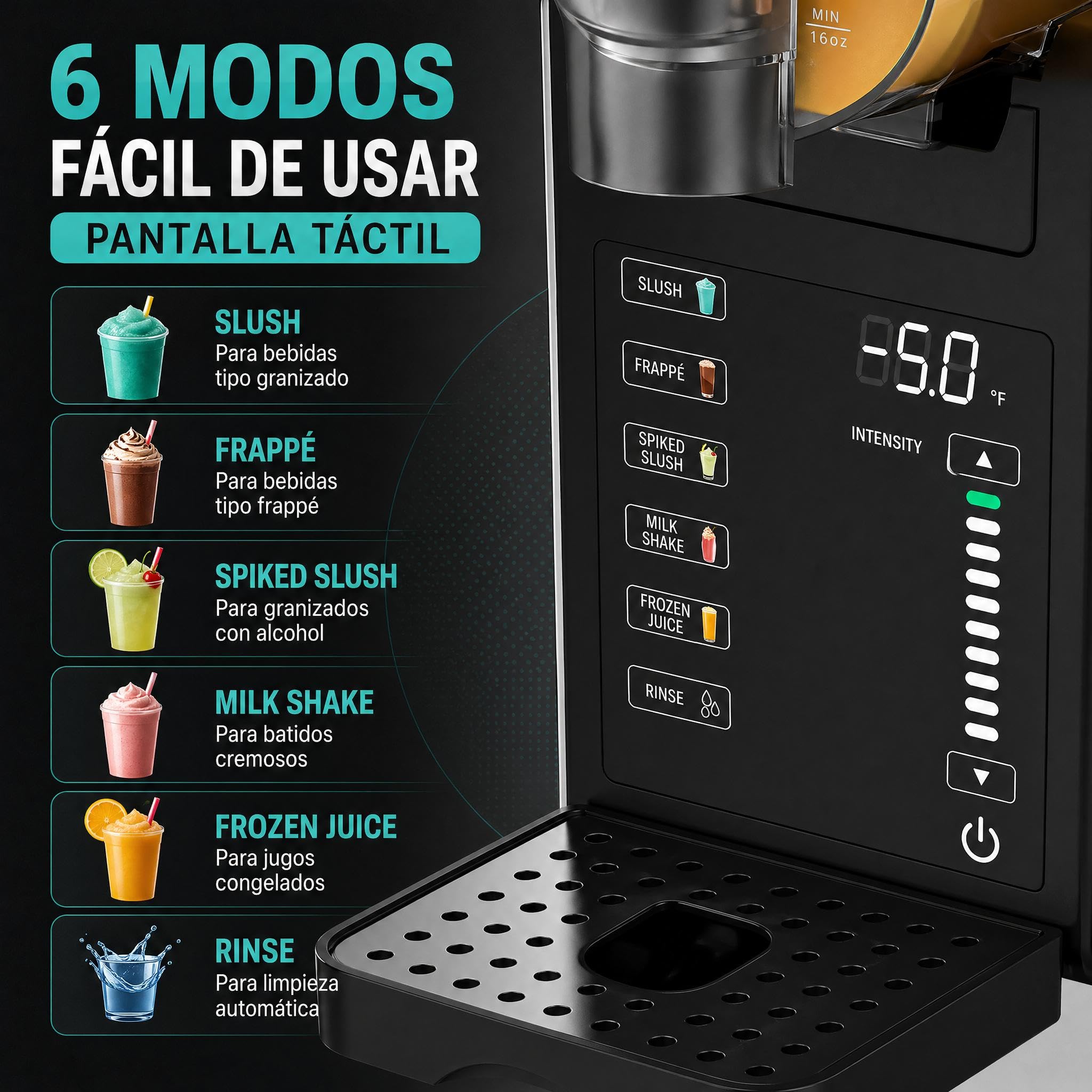 Máquina de Granizados 2.6L Sin Hielo – Granizadora Eléctrica 200W con Control Táctil, 6 Modos y Autolimpieza – Mantiene Frío 12h – Para Familia, Fiestas y Oficinas