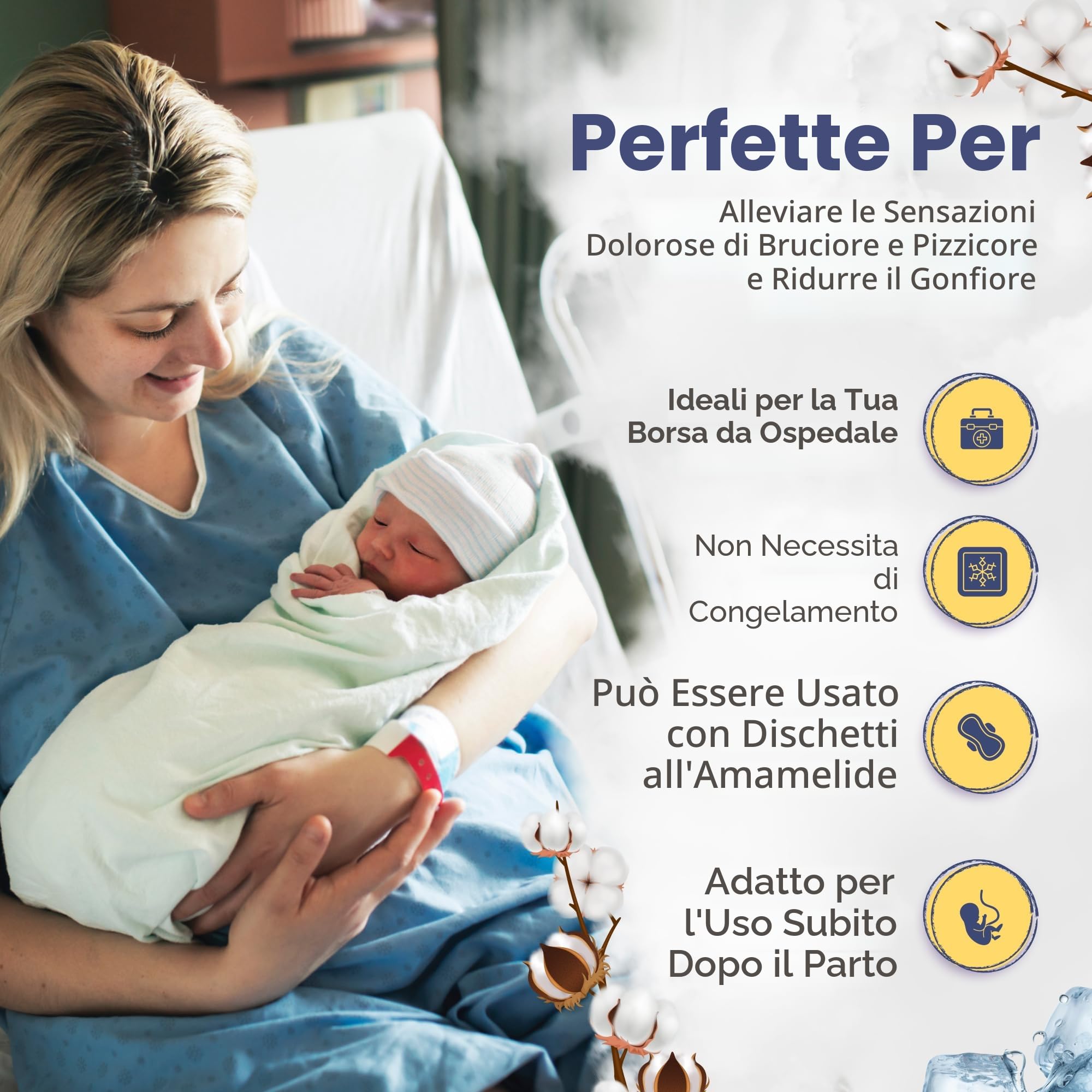 First Days Maternity - impacchi freddi perineali (8), attivazione istantanea, completamente assorbente, perfetto per ospedale o borsa del lavoro, sollievo dal dolore senza droghe dopo la nascita