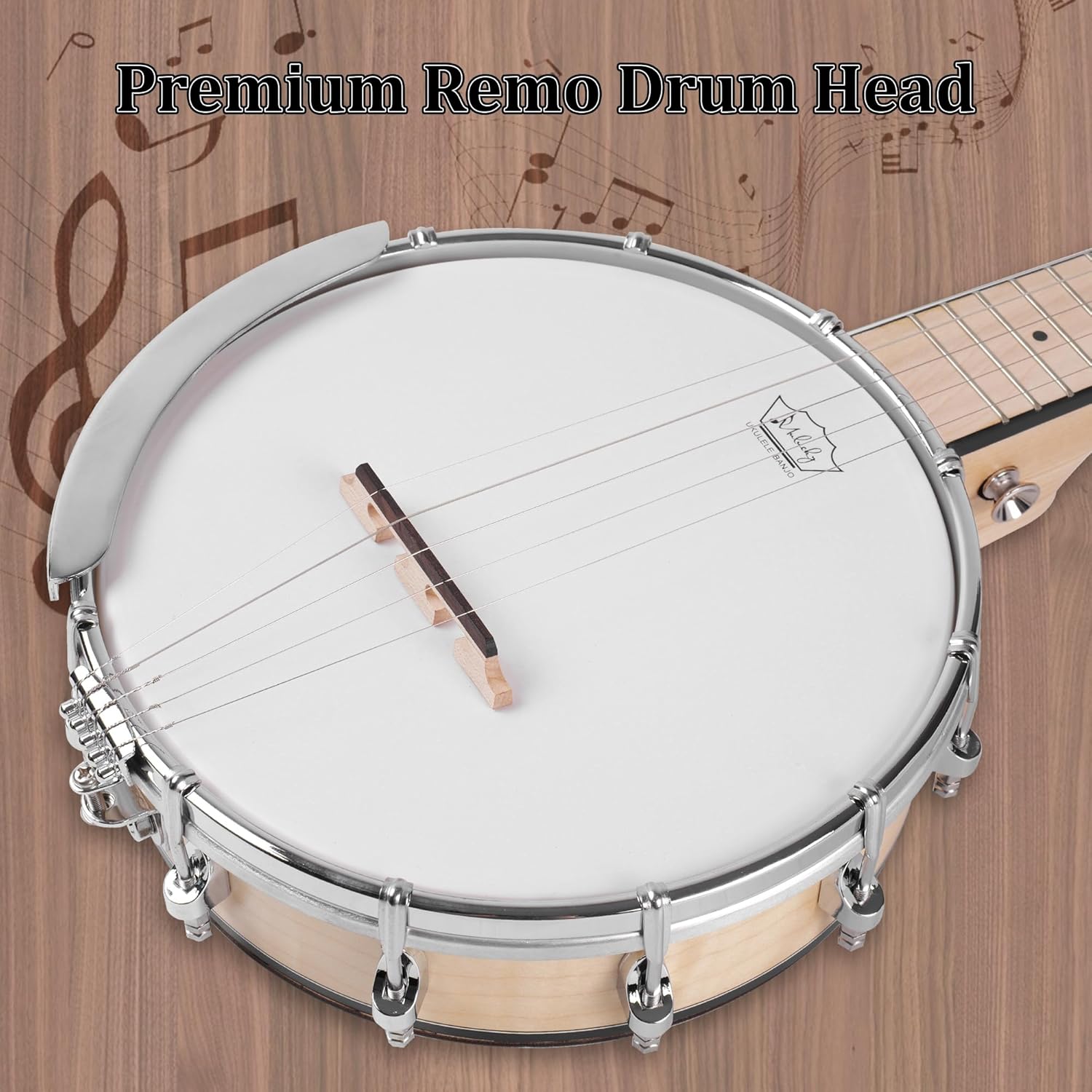 5 String Banjo Mini - Mulucky 26 Inch Travel Banjo Maple, Closed Solid Back Beginner Kit With Gig Bag Tuner Picks Strings Strap - B805