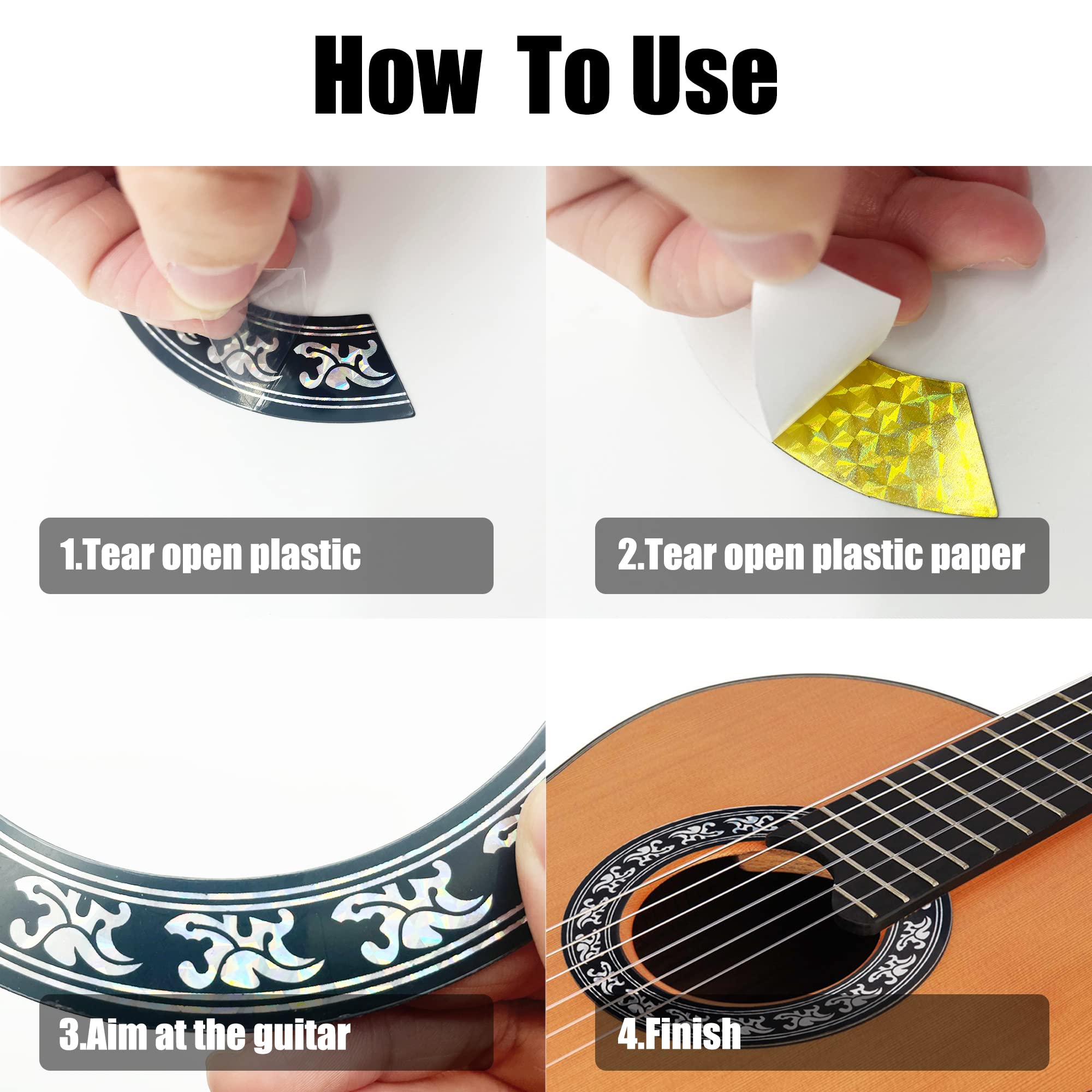 Vaguelly Lot de 2 autocollants rosace pour trou de son de guitare acoustique classique