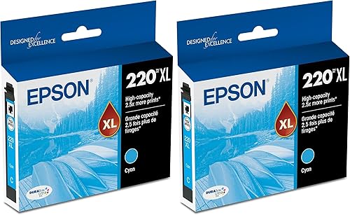 Epson T220 DURABrite Ultra - Cartucho de tinta cian de alta capacidad (T220XL220-S) para impresoras seleccionadas de expresión y fuerza de trabajo