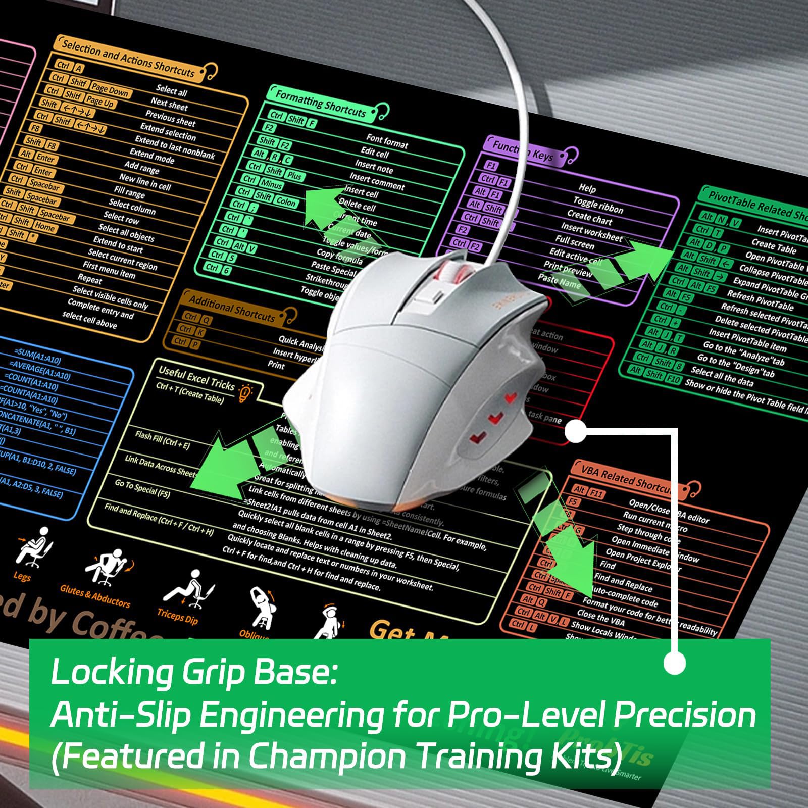 Amazon.com: ProbTis Excel Cheat Sheet Desk Pad – XXL 35.4