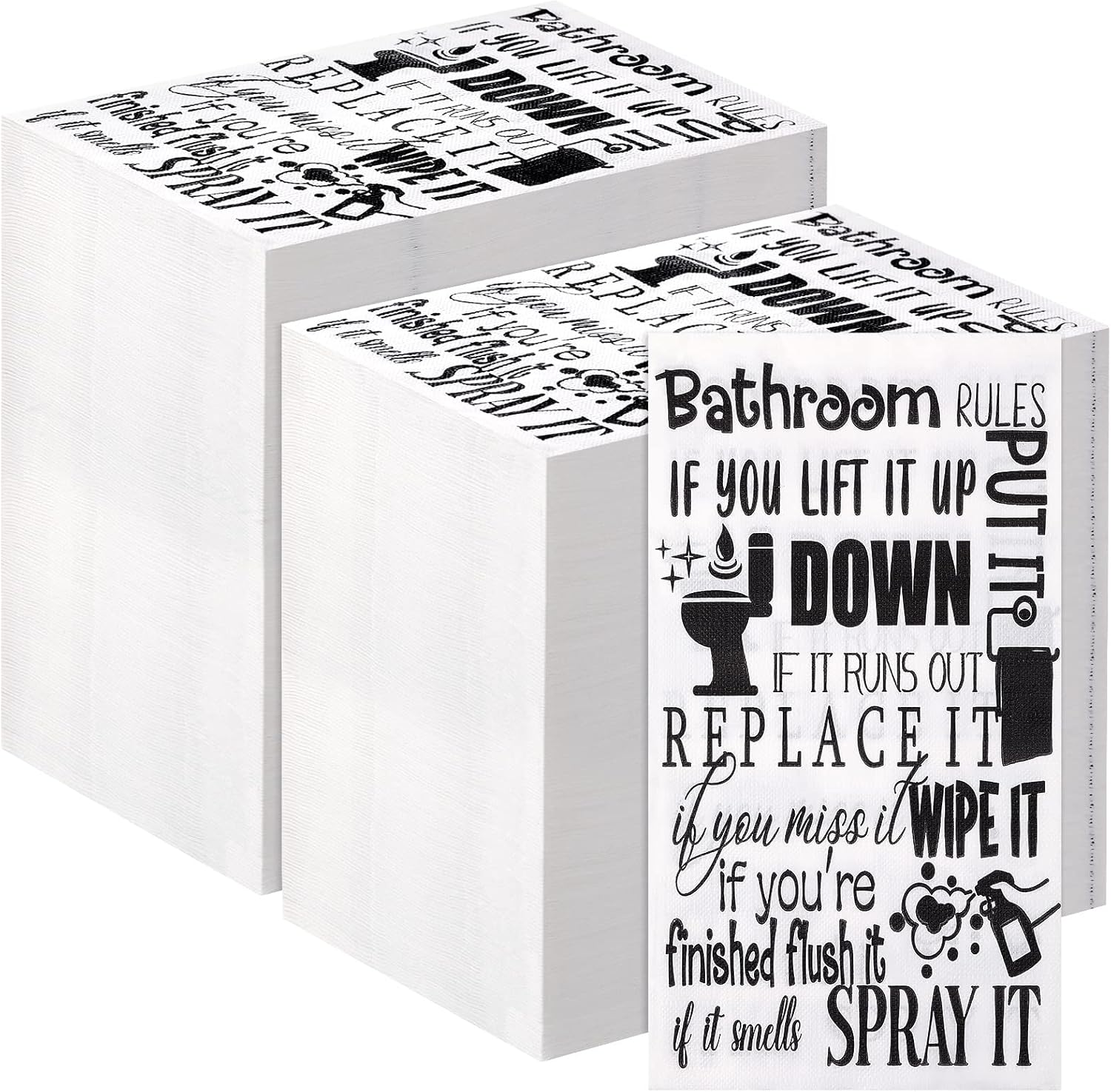 200 Pcs Bathroom Etiquette Guest Napkins Toilet Rules