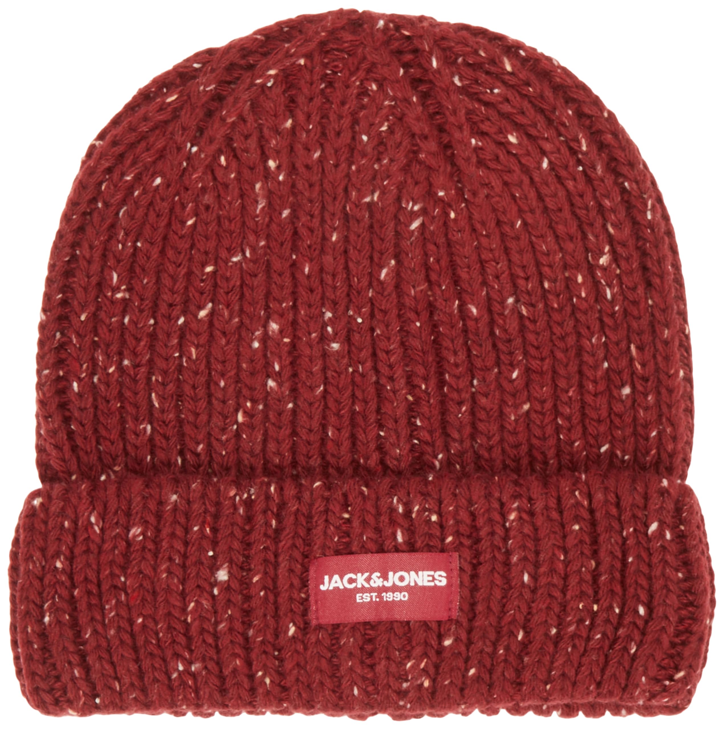 JACK & JONES Men's Jaccliff Nap Beanie Hat, Cabernet, One Size