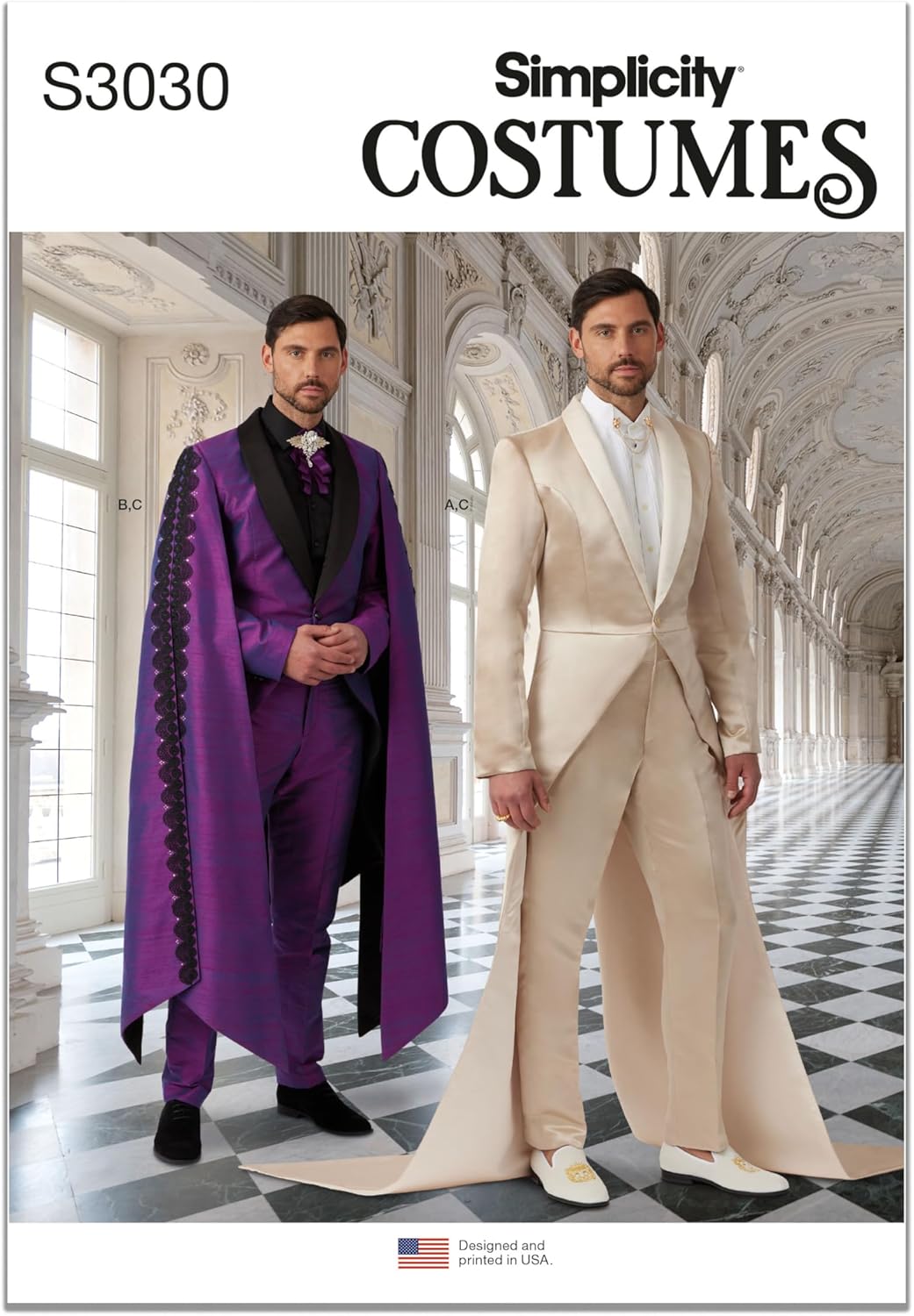 Simplicity SS3030BB Men's Costume Suits Sewing Pattern Packet, Design Code S3030, Sizes 44-46-48-50-52, Multicolor