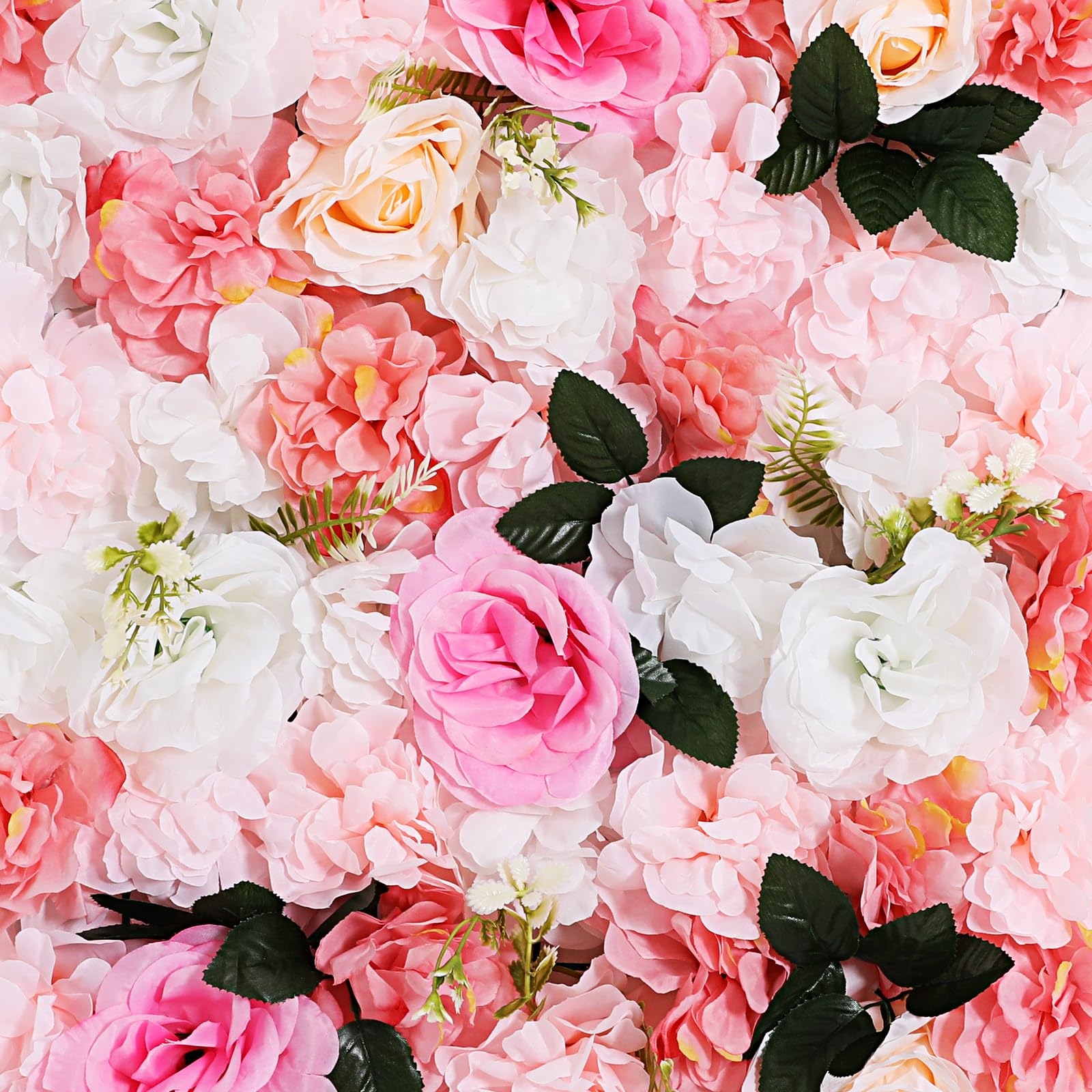 Künstliche Blumenwandpaneel Hochzeit Deko 12er Set, 60x40 cm | Seidenstoff, Wanddeko Blumen, für Valentinstag, Zuhausedekoration