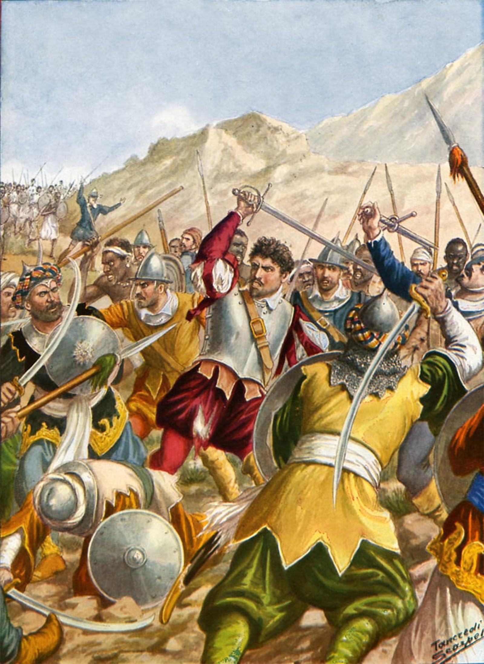 HRJUBWREE Retro Picture Art Painting Wall Poster Heroism of the Young Captain Christoforo De Gama by Tancredi Scarpelli Vintage Art Print for Home Decor 60x90cm
