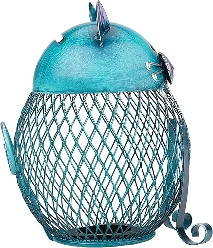 Miniatura 3 de Alcancía de gato para niños, caja de monedas de metal en forma de gato, banco de dinero de moneda, adorno de artesanía de trabajo manual, marrón