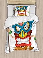 Vista 73 de Ambesonne Juego de funda de edredón de pesca, lubina de boca grande atrapando un bocado en espray de agua, imagen salvaje, juego de cama decorativo