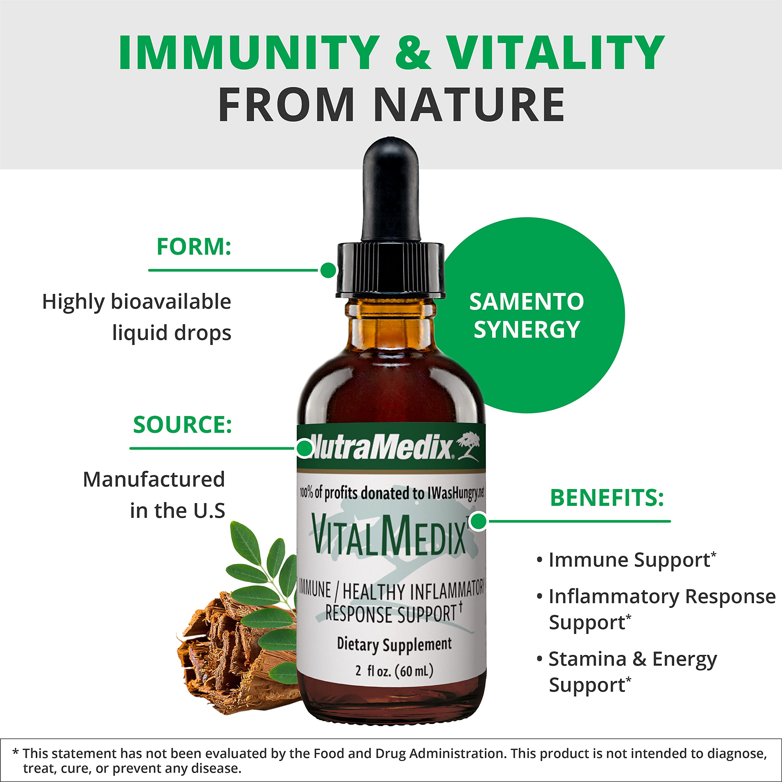 NutraMedix VitalMedix - Cat's Claw & Moringa Plant Extract - Daily Energy Supplement for Immune Health & Overall Vitality - Rich in Vitamins & Minerals (2oz) — Amazon image 4