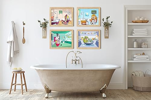 Miniatura 3 de LIVIN HARMONY Juego de decoración de baño infantil de 8 x 10 pulgadas, bonito arte de pared de baño unisex, juegos de decoración de baño para niñas,