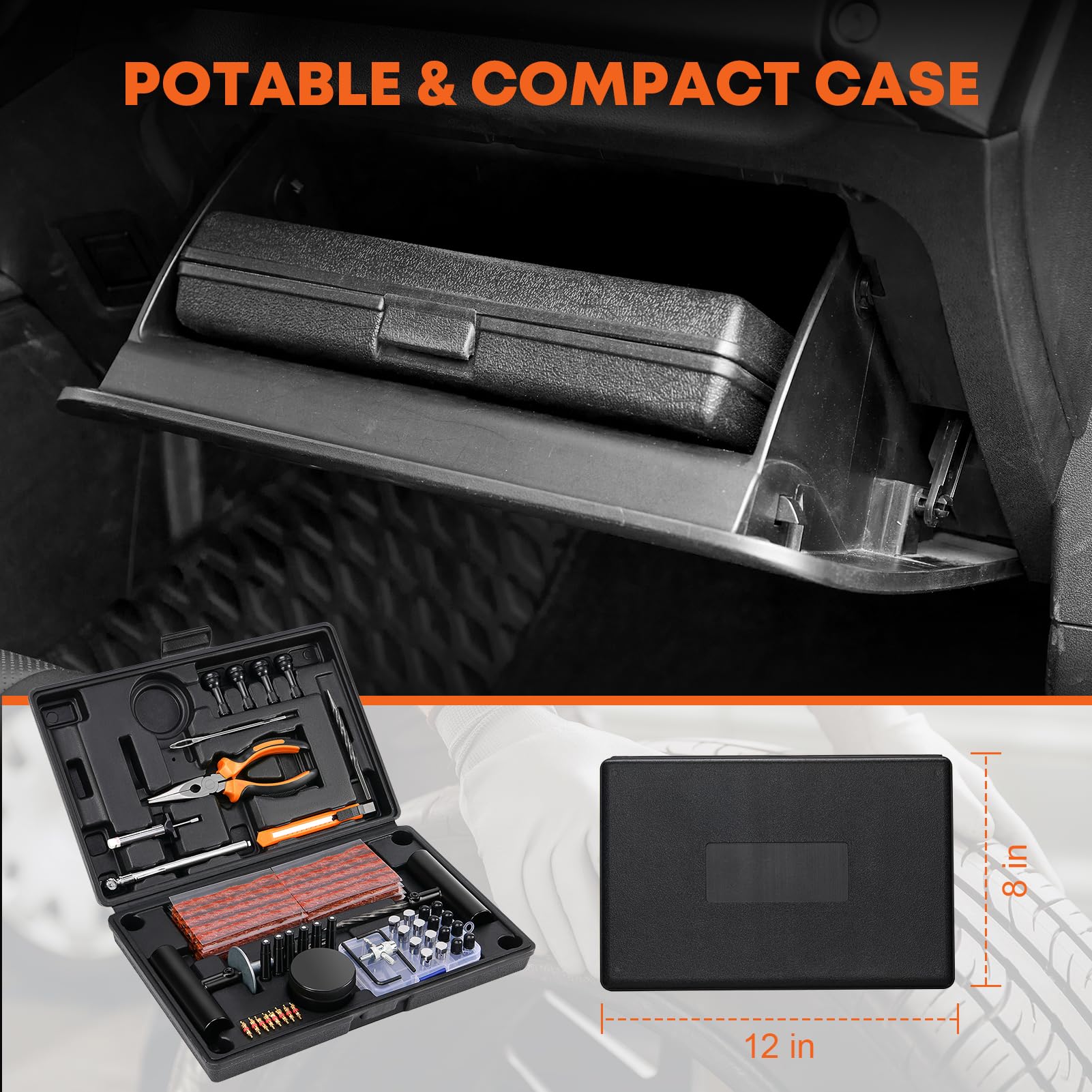 Outil Réparation Pneu Portable Kit De Réparation De Crevaison 57 Pièces QWORK - Pour Voiture, Camion, Moto, Vélo - Outils Et Bandes Inclus Kit Dépannage Bord Route Outil Réparation Pneu Portable Kit De Réparation De Crevaison 57 Pièces QWORK - Pour Voiture, Camion, Moto, Vélo - Outils Et Bandes Inclus Kit Dépannage Bord Route