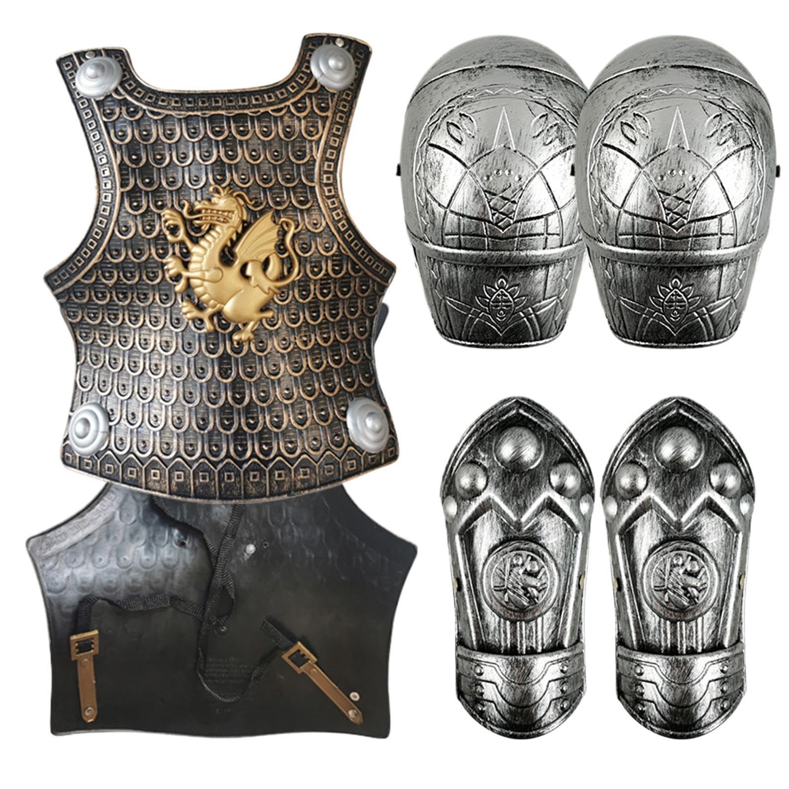 Poulityers Childs Armours Set, Knight Costume Kids, Kids Medieval Fancy Dress Costume Set, Medieval Knight Armors, Historical Renaissance Costumes, for Dress Up Role Play Themed Parties Cosplay