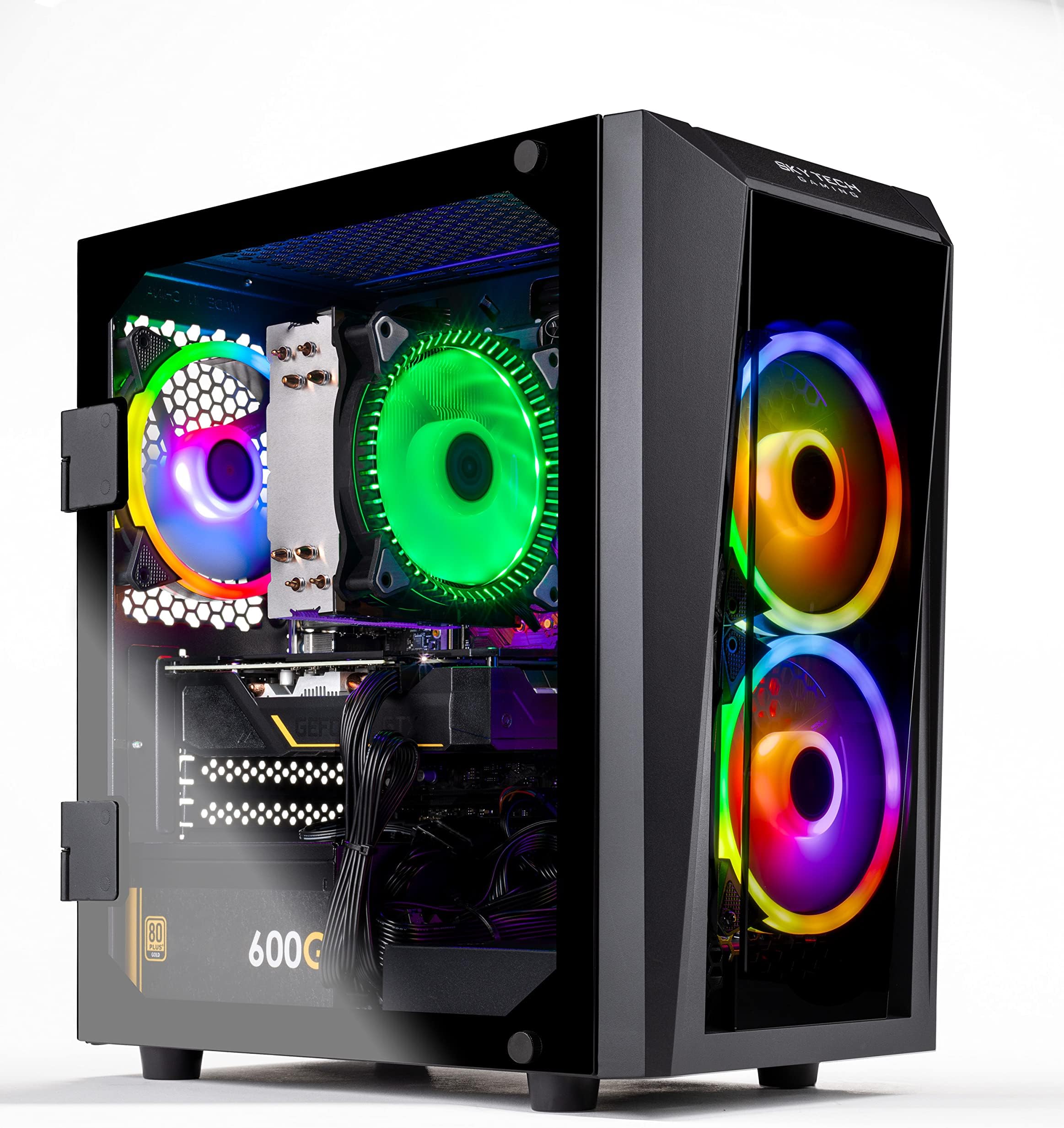 Skytech Gaming Blaze II Gaming PC Desktop – Intel Core i3 10105F 3.7 GHz, GTX 1650, 500GB SSD, 16G DDR4 3200, 600W Gold PSU, AC Wi-Fi, Windows 10 Home 64-bit