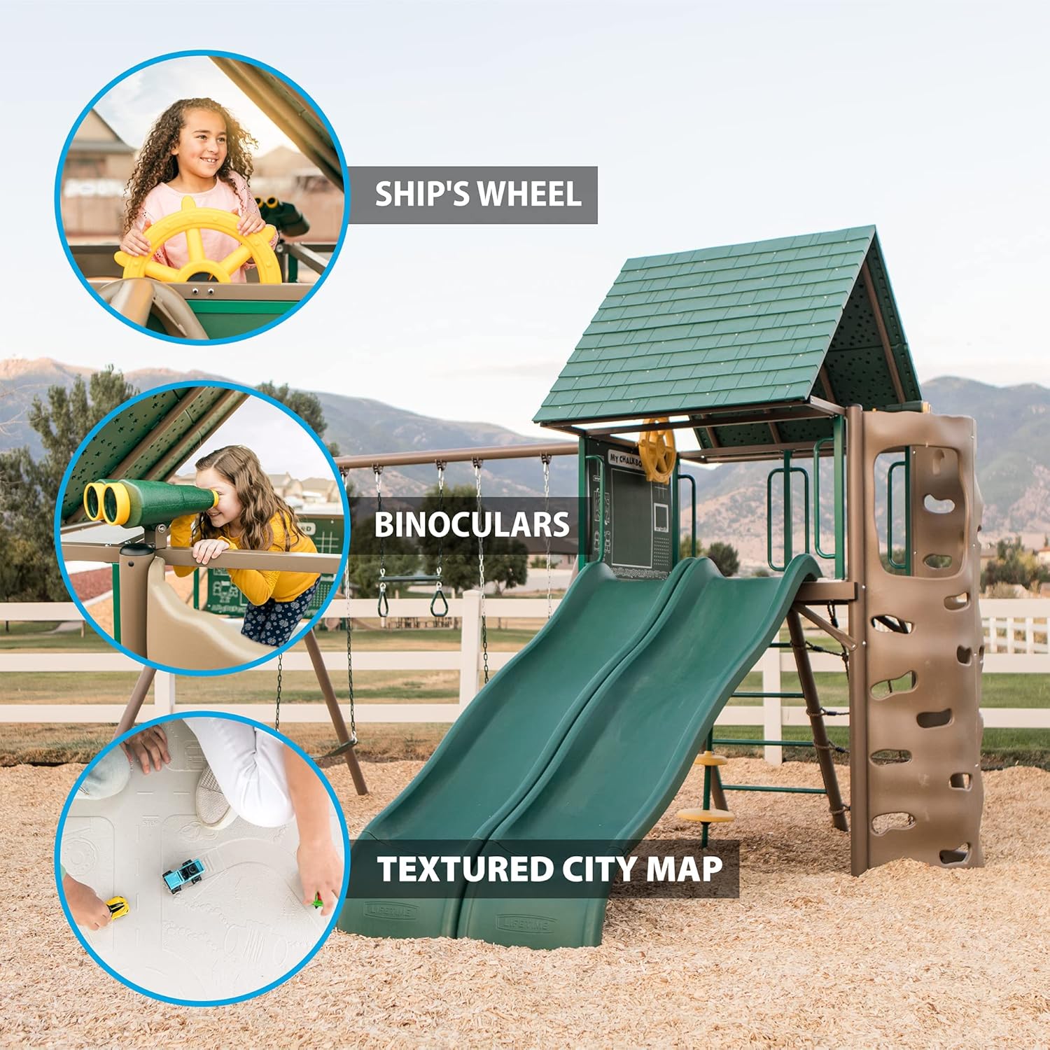 Lifetime 90797 Big Stuff Adventure Swing Set, Brown/Green