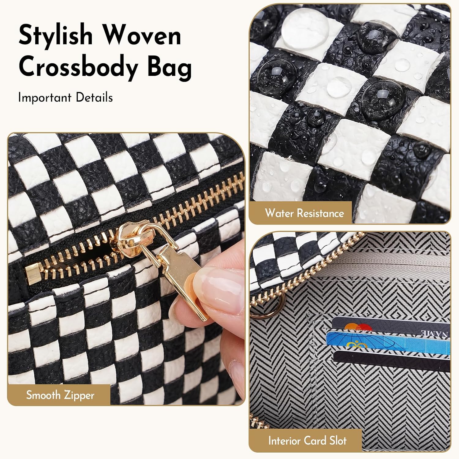 Woven Crossbody Bags for Women Checkered Bum Bag Women's Waist Pack Sling Purse Fanny Packs with Adjustable Strap