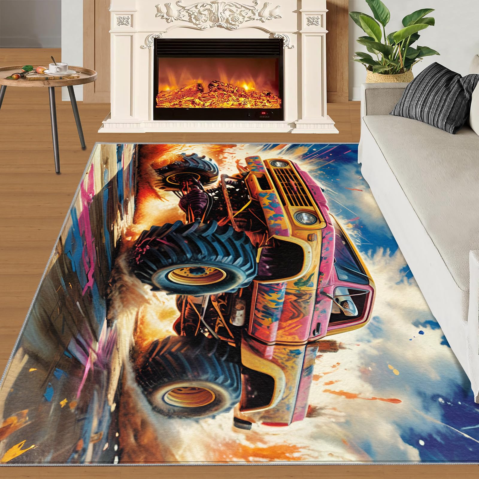 Amazon.com: 5x7 Rug Truck Area Rug - Raging Truck Rugs for Boys