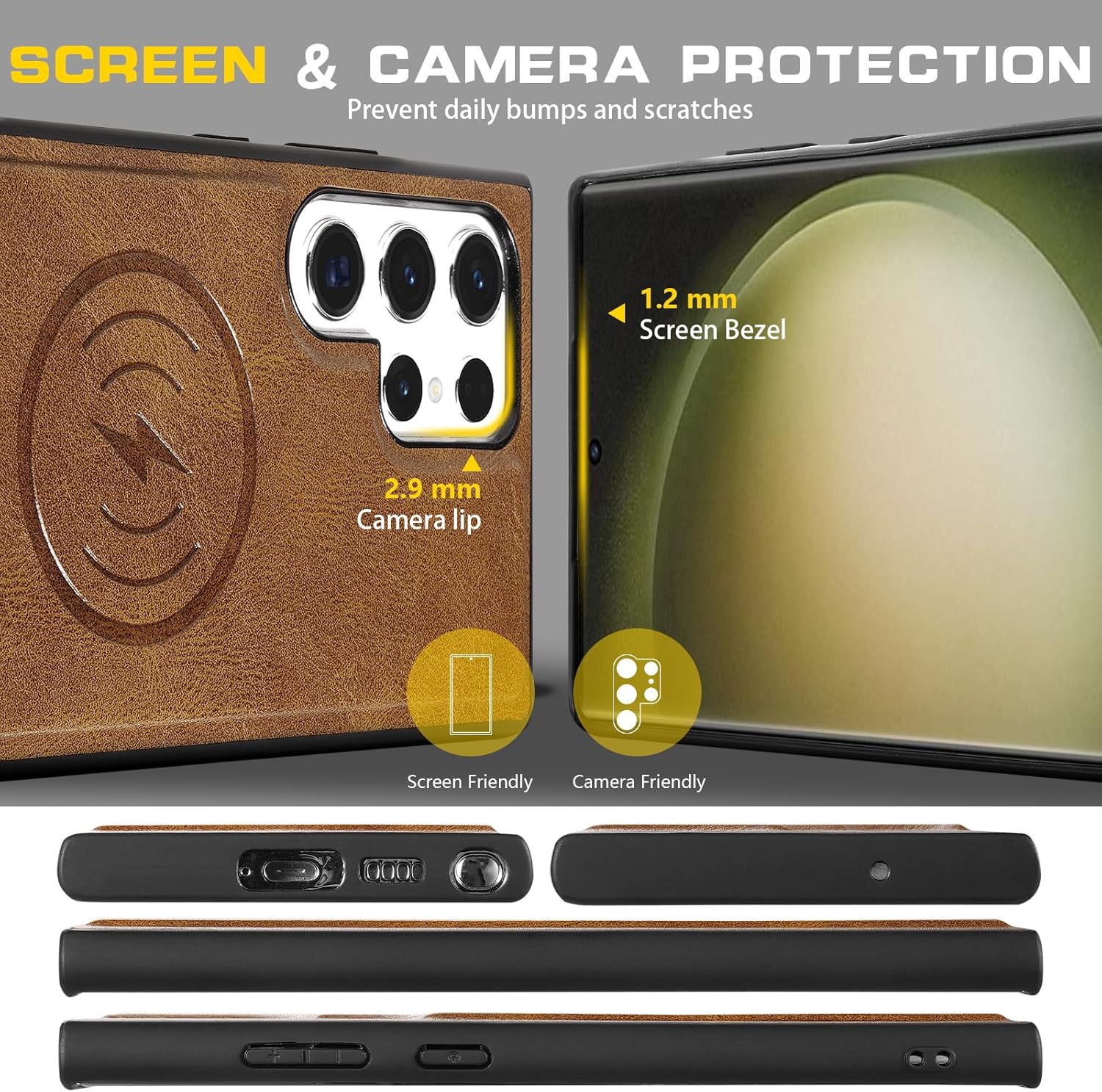 PASNEW S23 Ultra Case Card Holder,[Compatible with Magsafe Wireless Charging] Wallet Leather Shockproof Magnetic Shell for Samsung Galaxy S23Ultra with RFID Shield [Not for S Pen],6.8 inch,Brown - Image 4