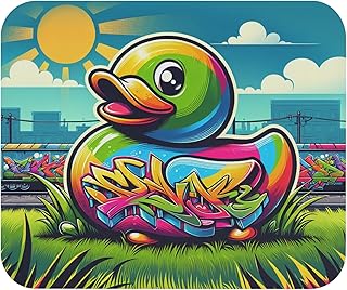 قاعدة ماوس بتصميم بطة جرافيتي - قاعدة مكتب ملونة بتصميم فني حضري، قاعدة ماوس غير قابلة للانزلاق للكمبيوتر واللاب توب