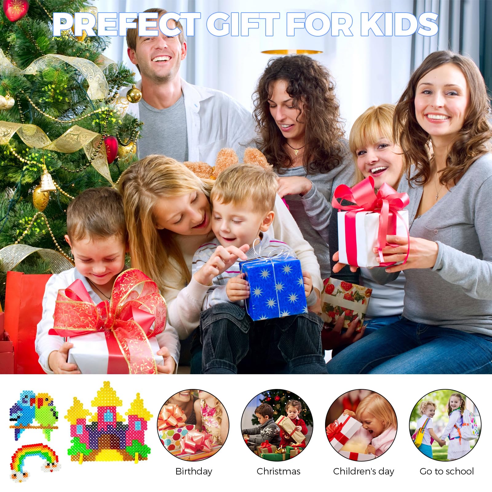 Kit De Perles à Repasser,11000 Perles De 5mm Avec Boîte De Rangement,plaques De Perle à Repasser,pour Enfants DIY De Loisirs Créatifs Et Bijoux,Cadeau D'anniversaire/de Noël Pour Enfants（24 Couleurs）