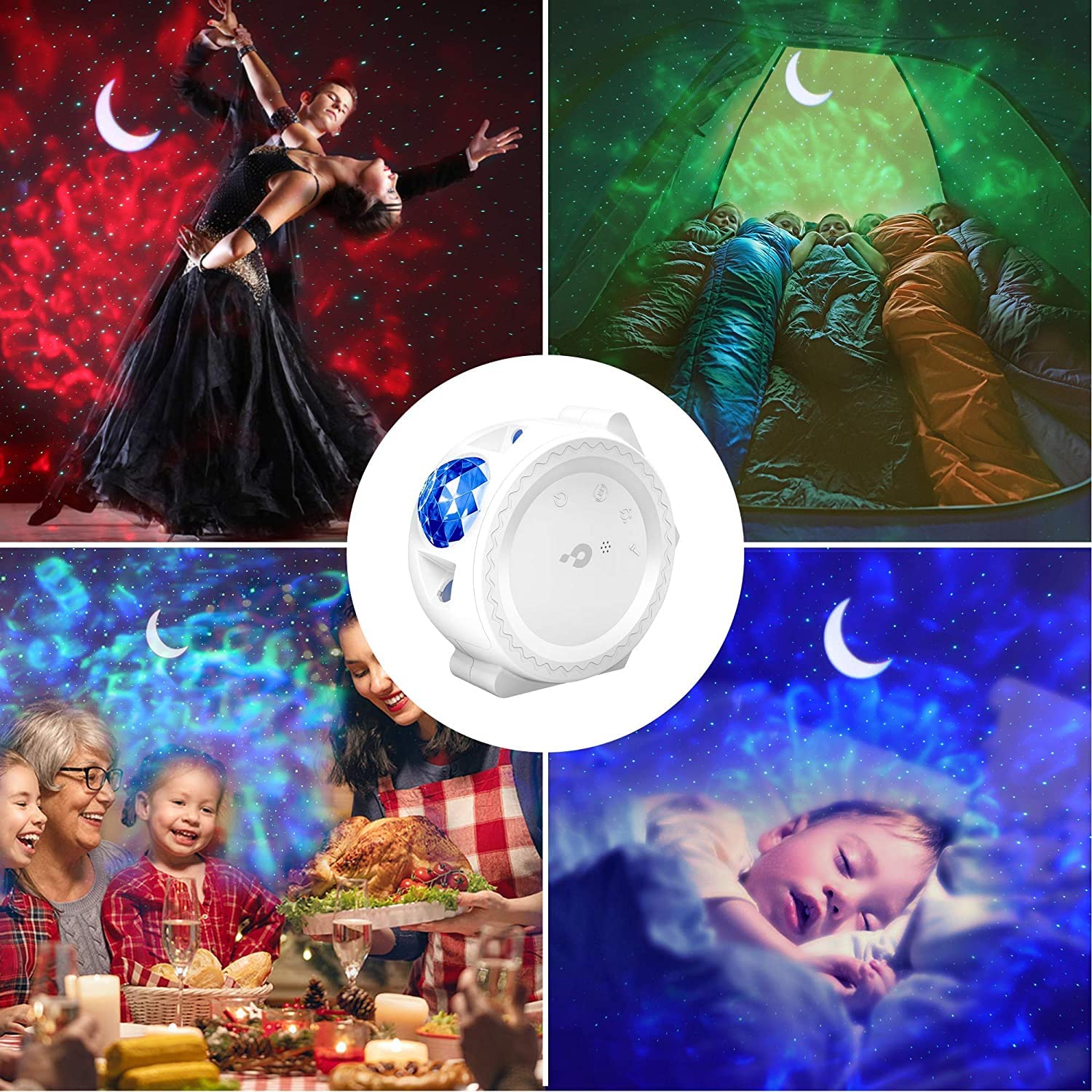 Proiettore Star 3 in 1 Galaxy proiettore Sky Light, LED Cloud & Moon, controllo vocale, 13 effetti di illuminazione Galaxy Light proiettore per camera da letto, palcoscenico, luce notturna (bianco)