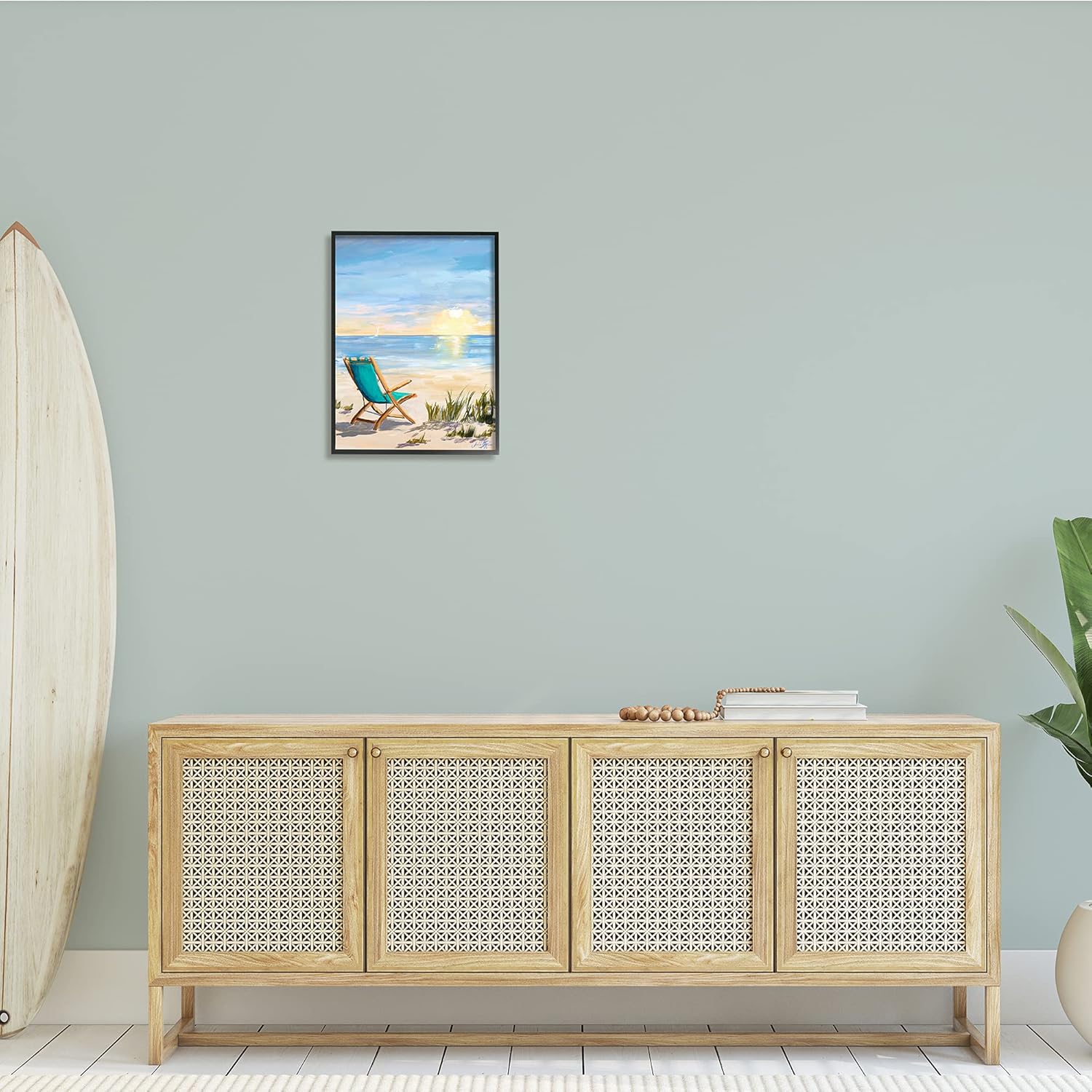 Stupell Industries Folding Chair Sunset Beach Landscape Summer Ombre Sky