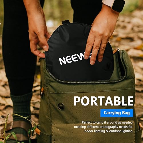 Miniatura 5 de Neewer Reflector de luz portátil redondo 5 en 1 de 32 pulgadas31.5 in, multidisco plegable con un solo agarre y bolsa para iluminación de fotografía