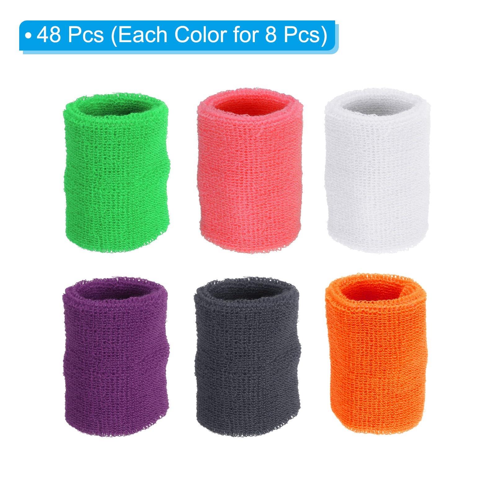 PATIKIL Sports Wristbands, 48 Pack Athletic Cotton Terry Cloth Absorbent Wrist Sweatband for Tennis Basketball Working Out Multicolor - Image 3