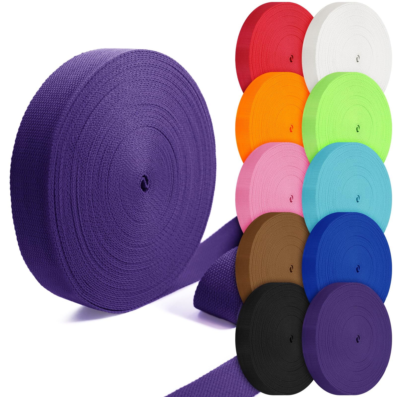 Cotton Webbing 1 inch 1.5 inch 2 inch Webbing Tote Strap Canvas Straps for Bags, 10 25 50 3.3 Yards Cotton Polyester Webbing