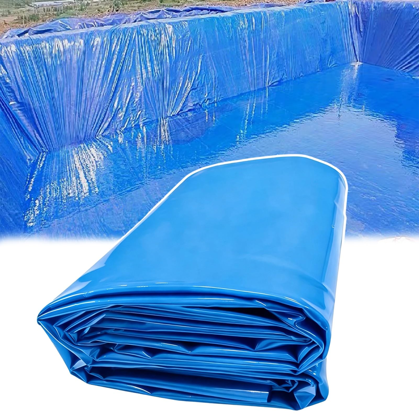 Yopappol Outdoor Water Pit Liner, HDPE UV Resistant Preformed Pond Liner Easy Cutting, Underlayment for Fountain, Waterfall, Koi Pondsand Water Garden (Blue)(8x12m(26.2x39.3ft))