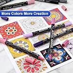 12 Colors Dual Tip Acrylic Paint Markers, Fine Tip and Dot Tip Paint Pens for Rock Painting, Wood, Glass, Ceramic, Fabric, Metal, Plastic, Paper, Canvas, DIY Art Supplies