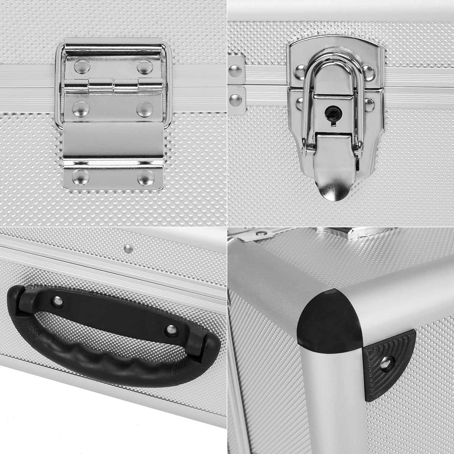 anndora Werkzeugkoffer 70102 Werkzeugkiste Mehrzweckkoffer mit Sortierfächern 46 x 35,5 x 16 cm abschließbar - Silber Aluminium