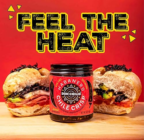 Miniatura 5 de Don Chilio Hot Habanero Mexican Chile Crisp, 5 onzas, paquete de 2  Chile frito habanero en rodajas crujientes en aceite de oliva 100% sazonado
