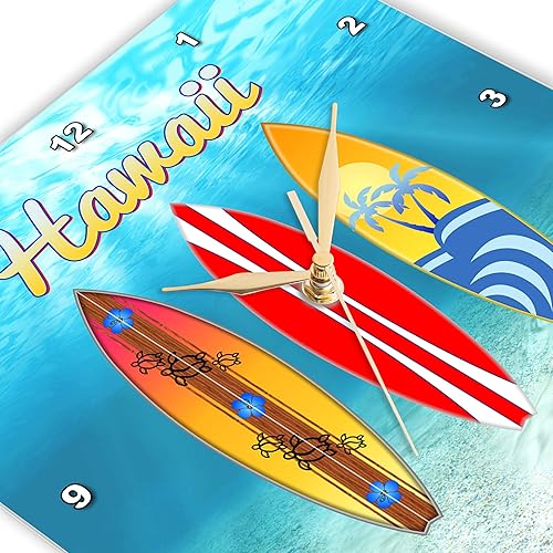Miniatura 3 de 3dRose Reloj de pared silencioso - 13 pulgadas - Ocean Sports Hawaiian Retro Surfboards. - Creative Studios - Hawaii