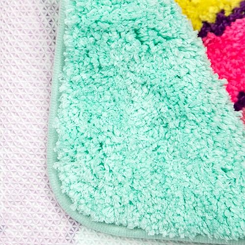 Miniatura 6 de Jay Franco Nickelodeon JoJo Siwa Retro Rainbow - Juego de baño de 14 piezas, incluye cortina de ducha, 12 ganchos y alfombra de baño antideslizante,