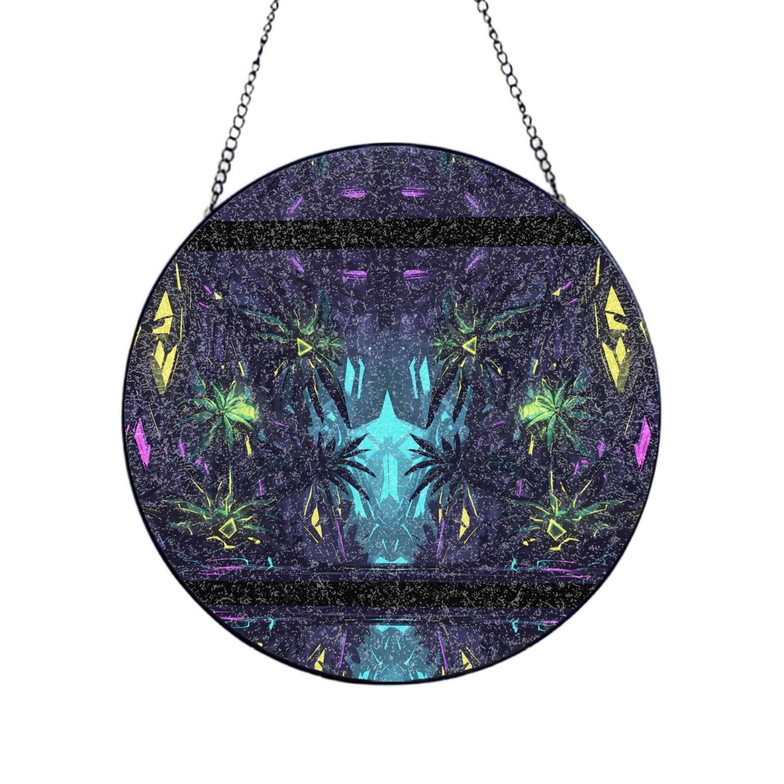 Poezjzw Stained Glass Window Hanging - Mysterious Magic Forest Sun Catcher For Door Garden Home Decor Christmas Mother'S Day Birthday Gifts 6in（15cm）