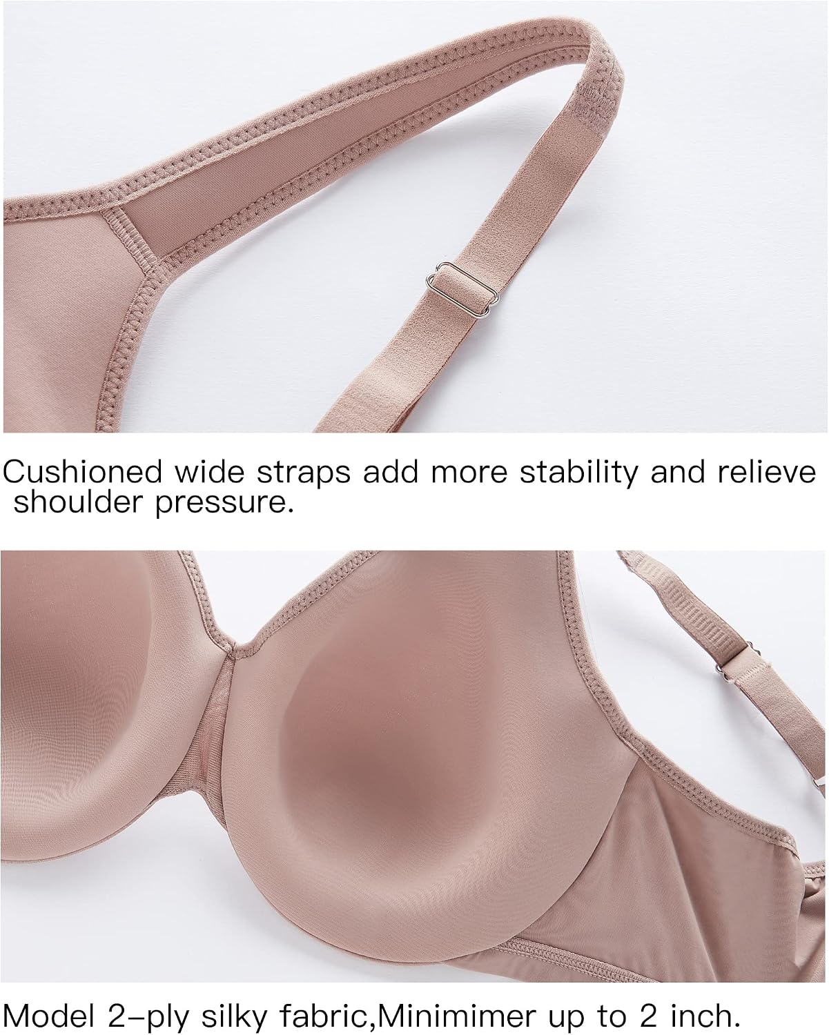Underwire Women's Minimizer Full Figure Bras Smooth Full Coverage Seamless Non Padded Cups Bra