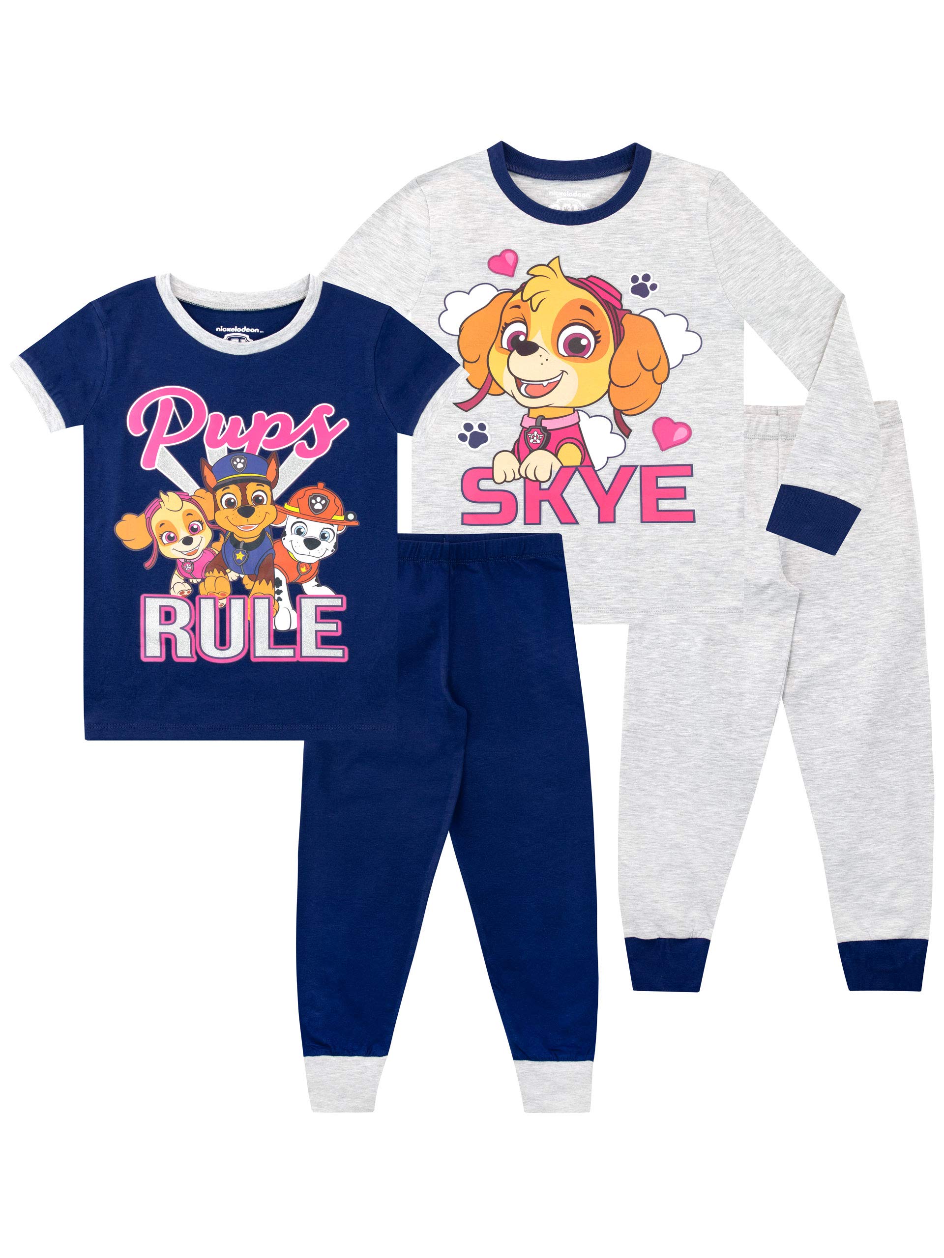 Paw Patrol Pigiama a Maniche Lunghe per Ragazze Confezione da 2 Vestibilitta Stretta