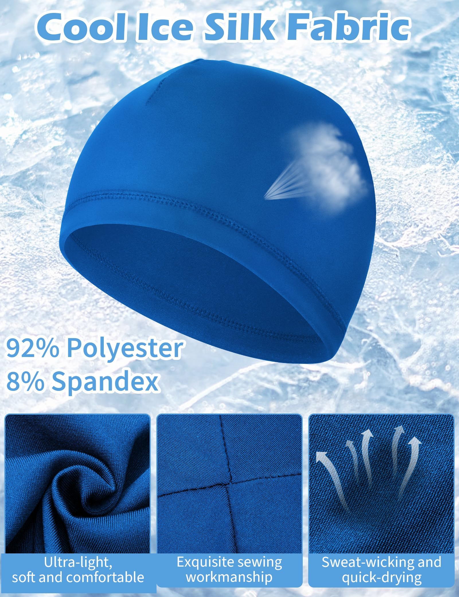 MELLIEX 3 Piezas Gorro Transpirable Seda Helada Running Skull Cap Multifuncional para Ciclismo Moto