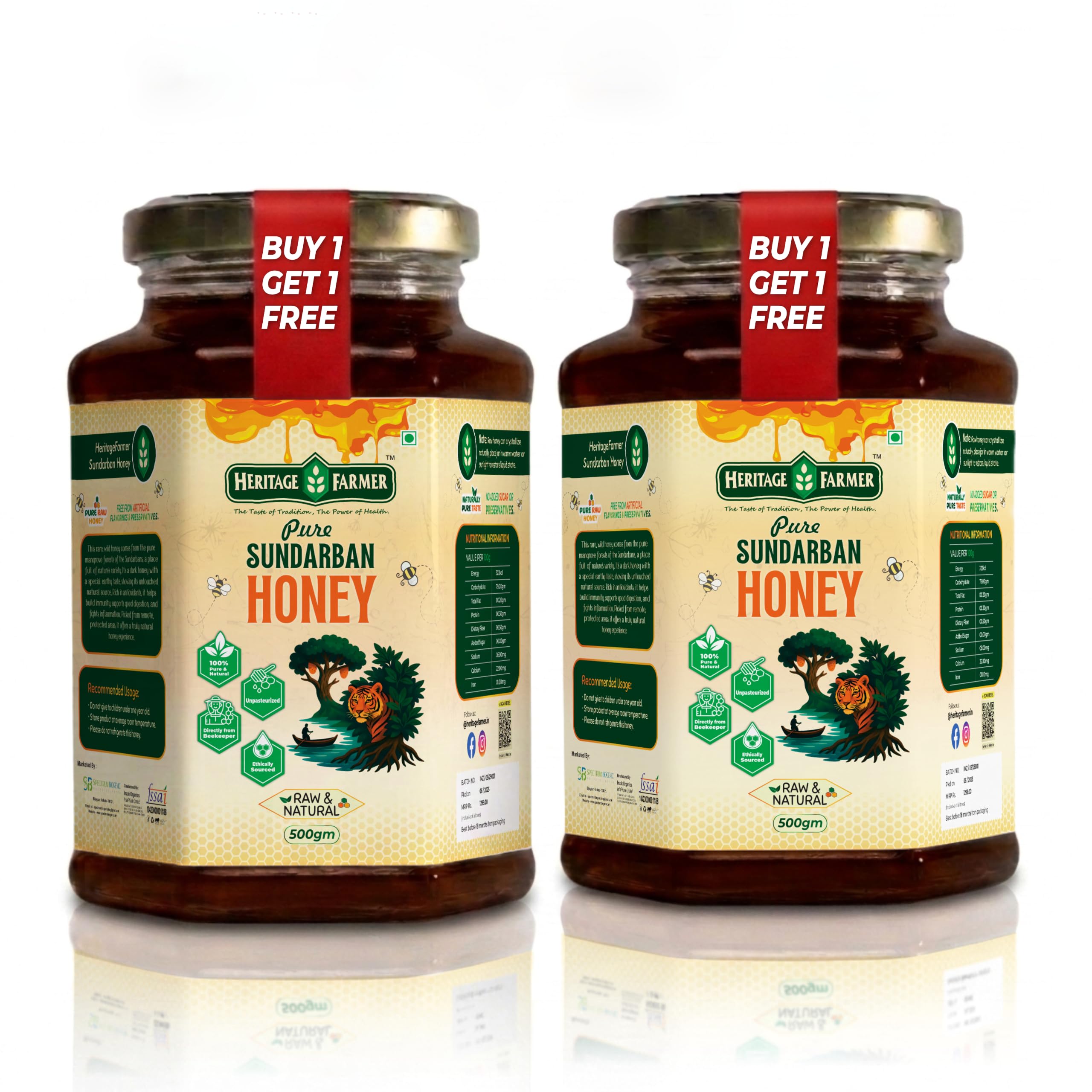 Heritage Farmer Pure Sundarban Honey 500g | Raw Natural Multifloral Forest Nectar | Unprocessed Wild Collection | Rich Aroma | No Added Sugar | Authentic Premium Bee Harvest | Glass Jar-image-49