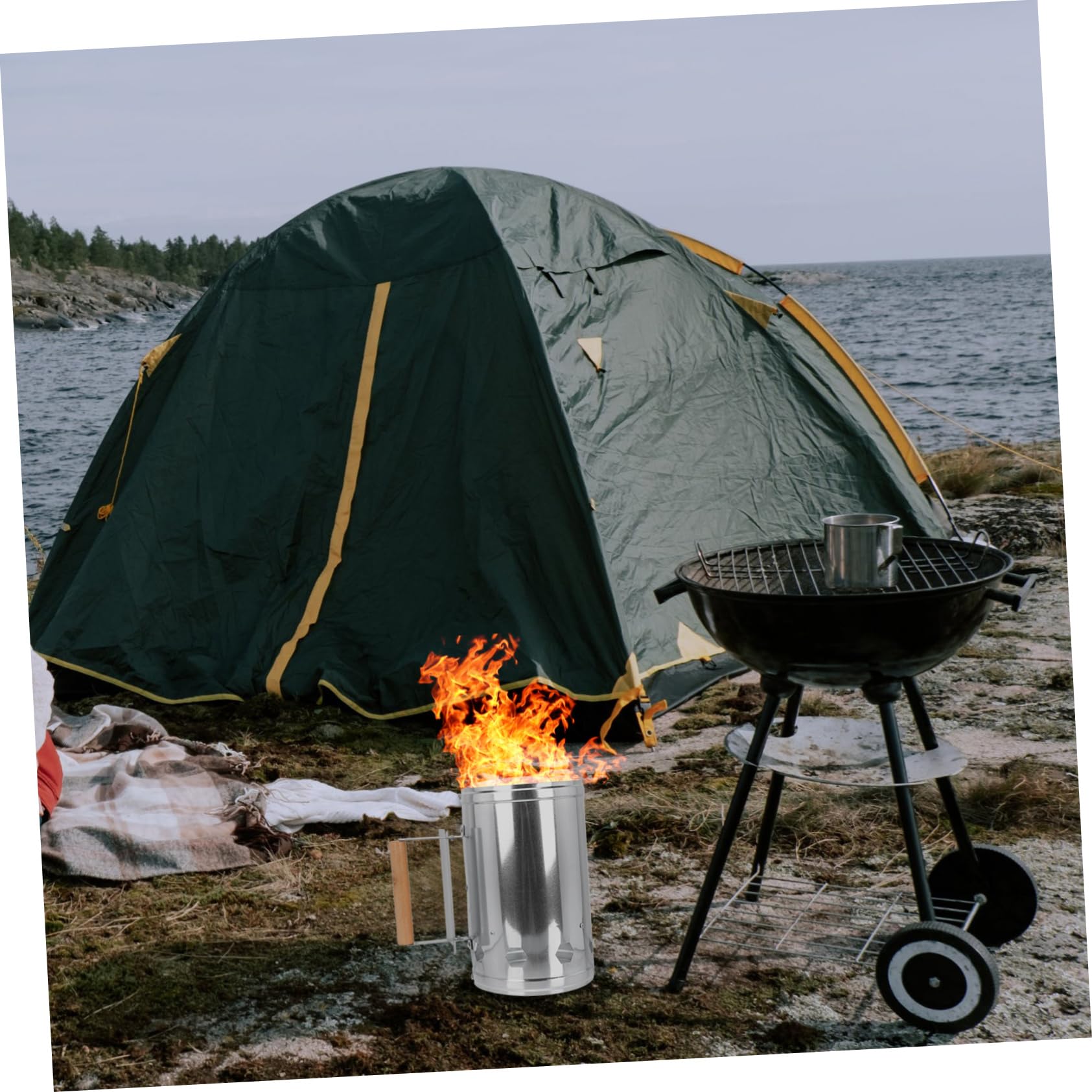 Sosoport 1pezzi Utensili Barbecue Attrezzi Barbecue Stufa Riscaldante di Accensione per Secchio di Accensione Rapida Accendifuoco Bricchette Barile di