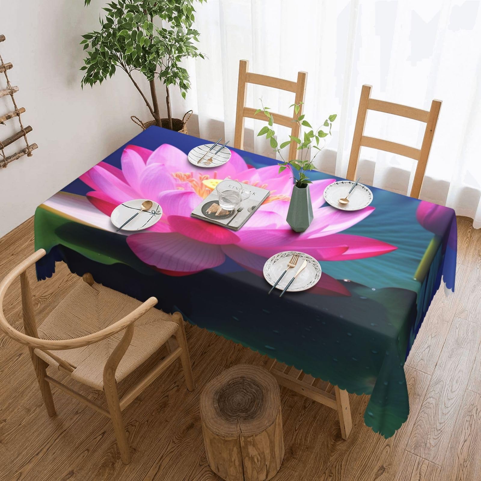 Nappe de table OUSIKA lotus lumineux finitions soignées