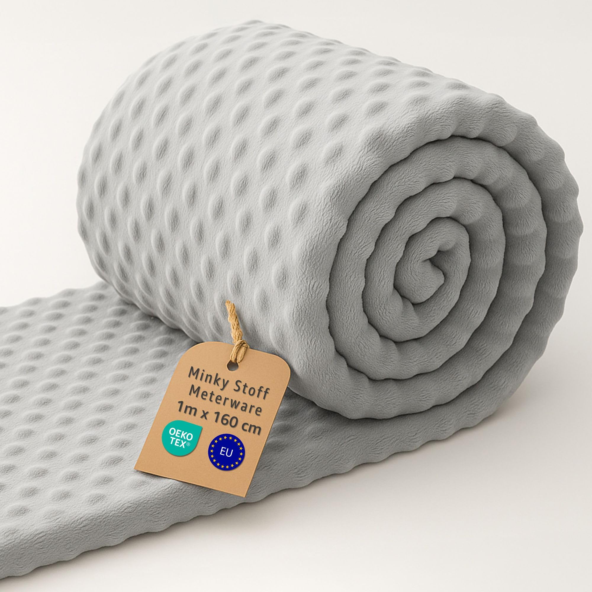 Tessuto minky al metro 1 M - Stoffa morbida per cucito creativo decorazione Ideale per abbigliamento coperta plaid accessori e progetti sartoriali fai da te Oeko-Tex Grigio chiaro