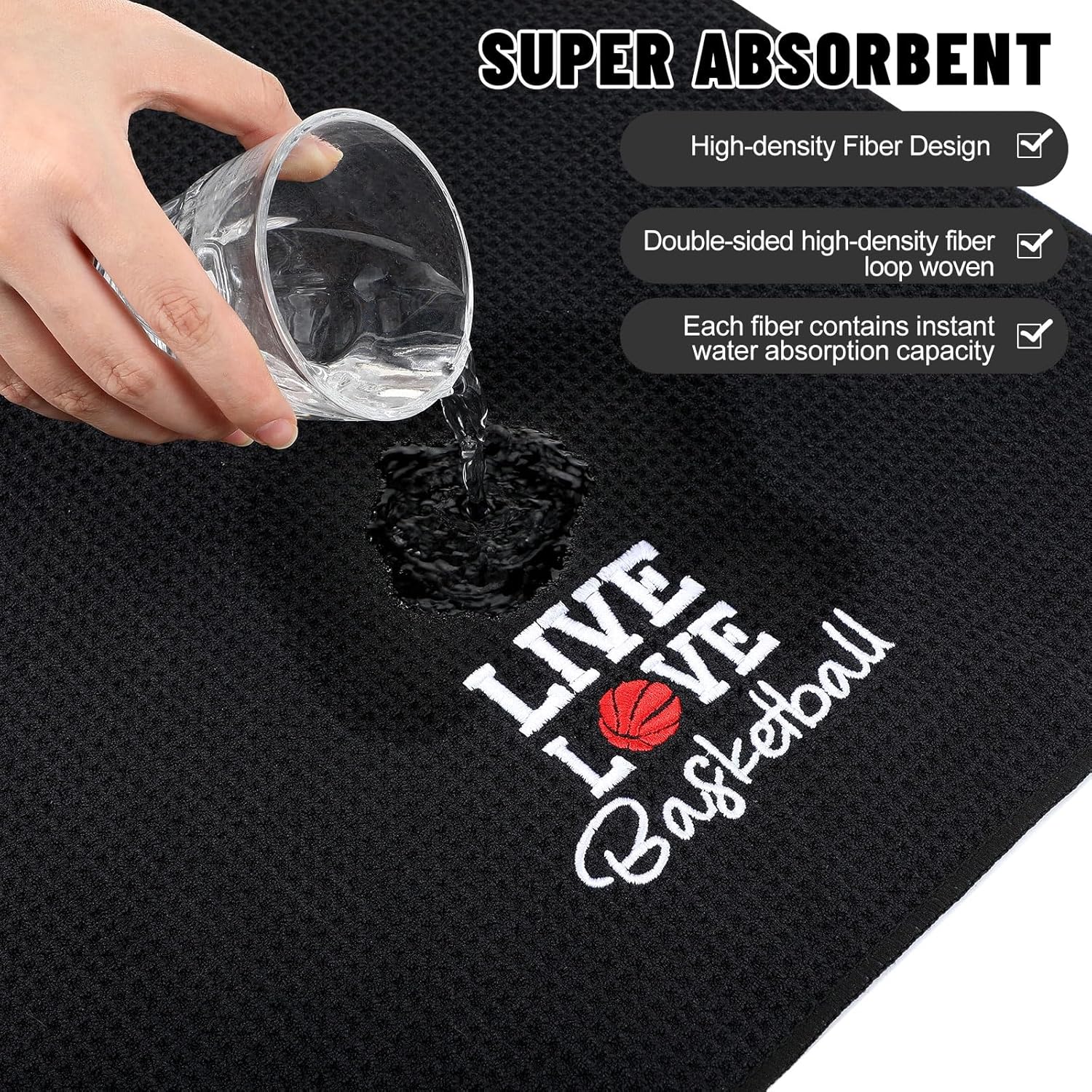 VitalCozy 4 Pieces Funny Basketball Towel 16 x 24 Inch Embroidered Basketball Sweat Towels with Clip Workout Towel Hand Bath Towels Basketball Player Sports Gifts for Men, 4 Styles - Image 3