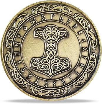 Norse Viking Mjolnir Coin Thors Hammer Coin Nordic Mythology Talisman