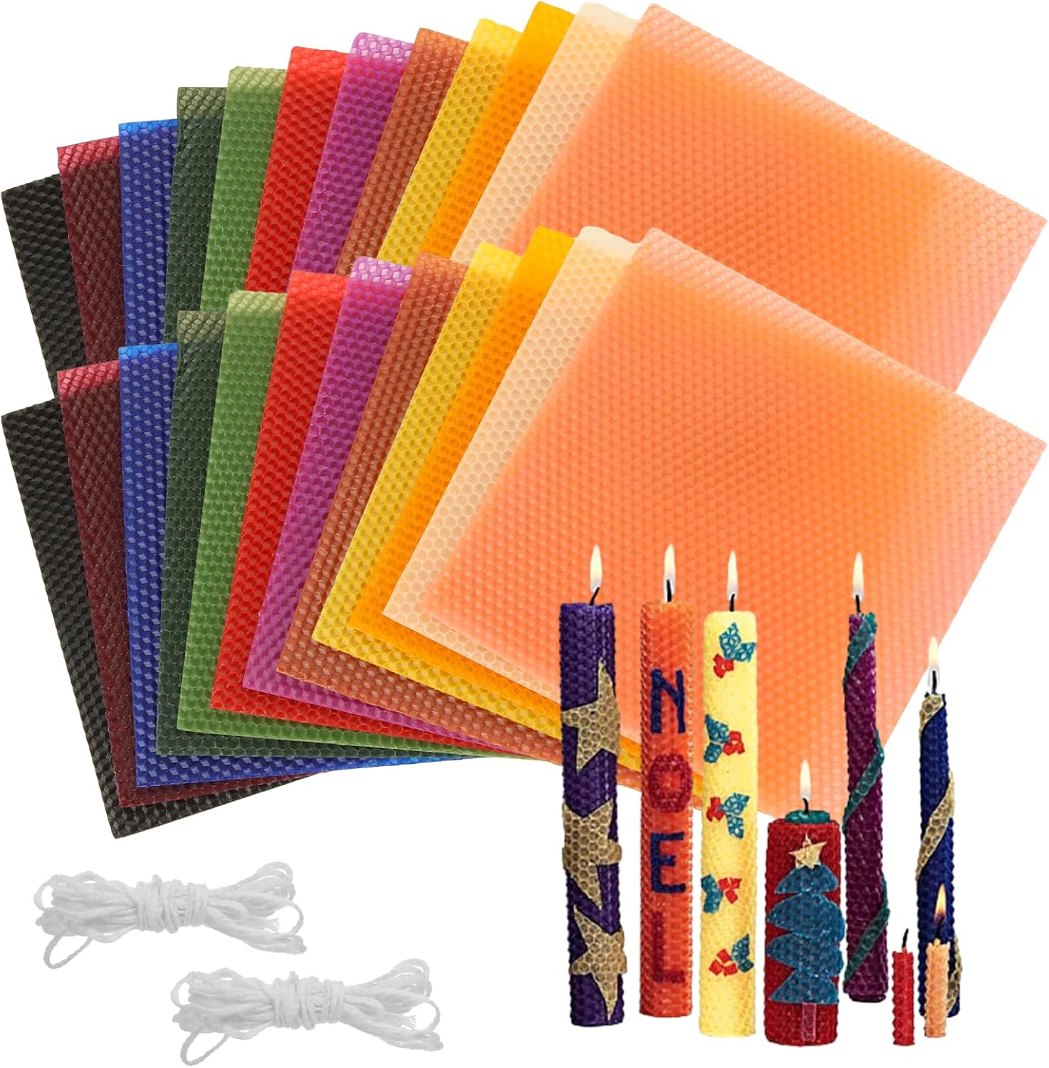 GBACHOOSE 8x8 Inch Beeswax Sheets for Candle Making, 24PCS Beeswax Candle Sheet, 12 Colorful Wax Candle Color Sheets DIY Rolled Candles Home Decor Gift for Adults DIY
